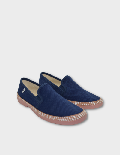 Zapatilla de lona con trenza y vulcanizado Javer Azul-gris-tostado